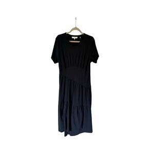 frame gathered seam short sleeve dress FRAME Gathered Seam Short Sleeve Dress in Black